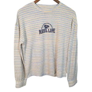 Reel Life Coastal Yellow & Blue Stripes Long Sleeve Tee Shirt